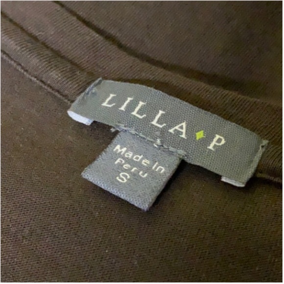 Lilla P Pima Cotton Wrap-Style V-Neck Top | Brown Long Sleeve | Size Small - Picture 9 of 10